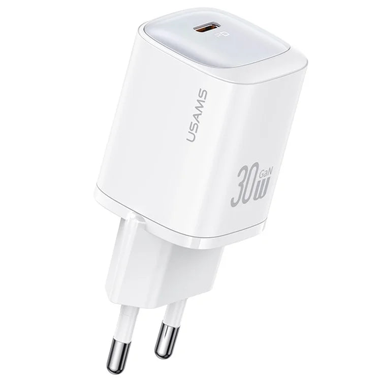USAMS CC251 Fast GaN Charger PD 30W Ultra-Compact Power Delivery Wall Adapter, EU Plug
