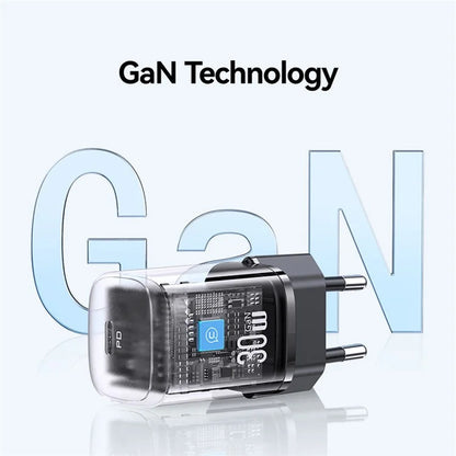 USAMS CC251 Fast GaN Charger PD 30W Ultra-Compact Power Delivery Wall Adapter, EU Plug