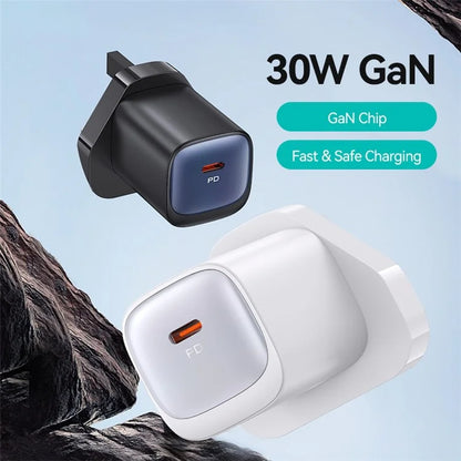 USAMS CC253 PD 30W One-Port GaN Charger USB-C Compact Wall Power Adapter, UK Plug
