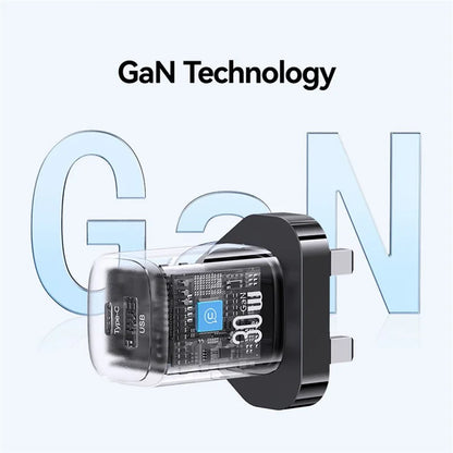 USAMS CC253 PD 30W One-Port GaN Charger USB-C Compact Wall Power Adapter, UK Plug