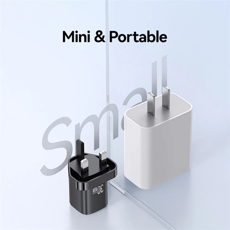 USAMS CC253 30W Dual Port GaN Charger Type-C + USB-A Fast Charging Adapter, UK Plug