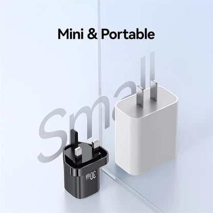 USAMS CC253 30W Dual Port GaN Charger Type-C + USB-A Fast Charging Adapter, UK Plug