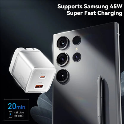 ESSAGER GaN 70W USB+Type-C Wall Charger Plug Charging Adapter