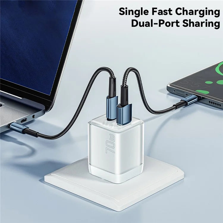 ESSAGER GaN 70W USB+Type-C Wall Charger Plug Charging Adapter
