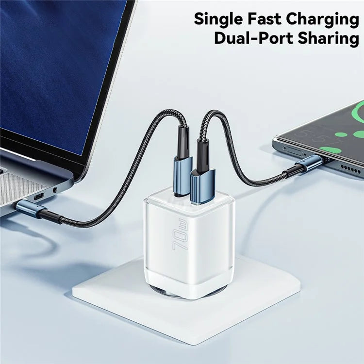 ESSAGER GaN 70W USB+Type-C Wall Charger Plug Charging Adapter