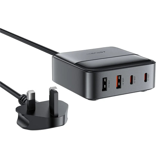 ACEFAST Z6 UK Plug PD 65W GaN Charger 2 USB-C+2 USB-A Desktop Charger Power Station
