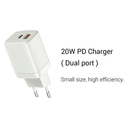 KZDOO PD 20W Wall Charger USB-C+USB-A Dual-Port Power Adapter Charger