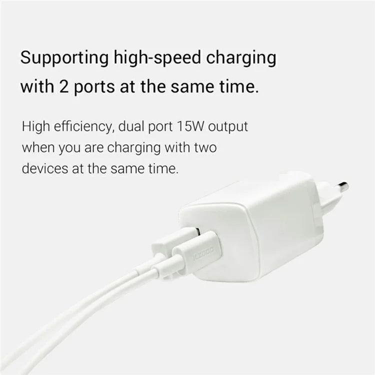 KZDOO PD 20W Wall Charger USB-C+USB-A Dual-Port Power Adapter Charger