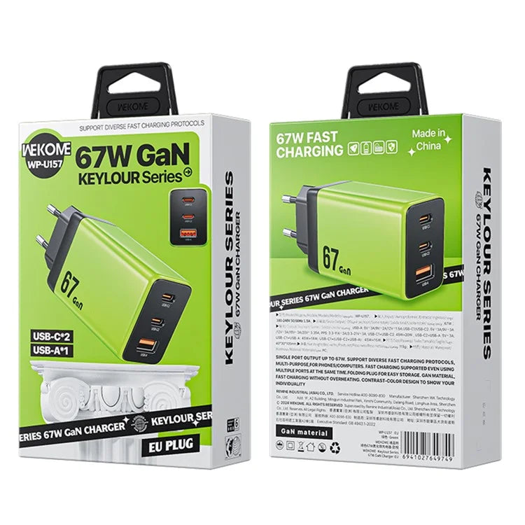 WEKOME WP-U157 67W GaN Charger Phone Fast Charging Adapter - EU Plug