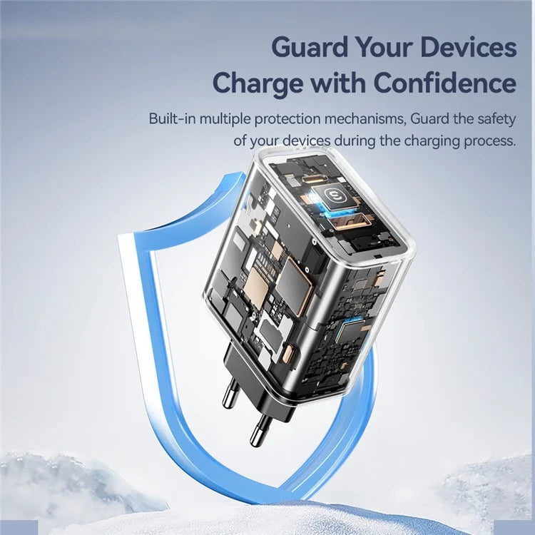 ESSAGER 65W Fast Charging Portable Power Adapter USB-A + Type-C Dual Ports Travel Charger