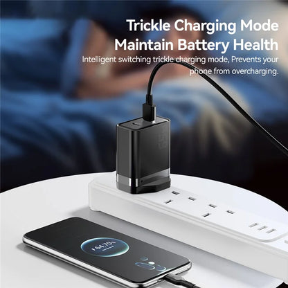 ESSAGER 65W Fast Charging Portable Power Adapter USB-A + Type-C Dual Ports Travel Charger