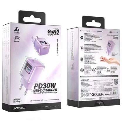 ACEFAST A5 Crystal Series PD 30W GaN Wall Charger Type-C Phone Fast Charge Adapter