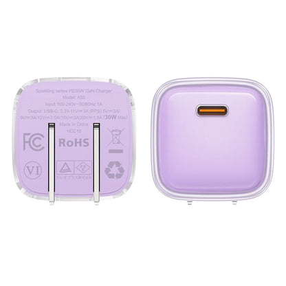 ACEFAST A5 Crystal Series PD 30W GaN Wall Charger Type-C Phone Fast Charge Adapter