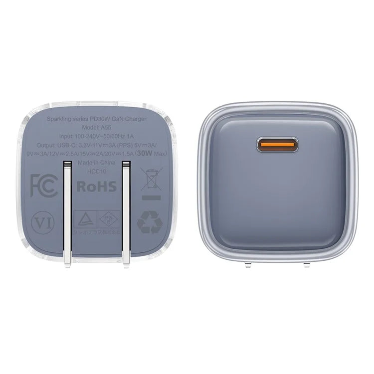 ACEFAST A5 Crystal Series PD 30W GaN Wall Charger Type-C Phone Fast Charge Adapter