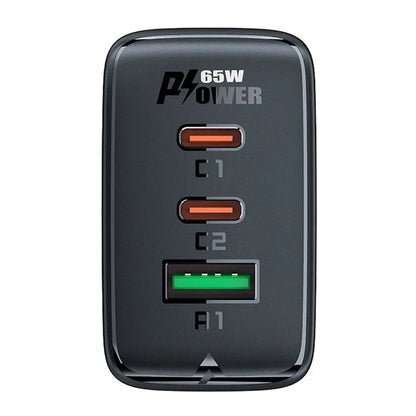 ACEFAST A41 PD 65W GaN Wall Charger 2 Type-C + 1 USB-A Phone Charging Adapter, EU Plug