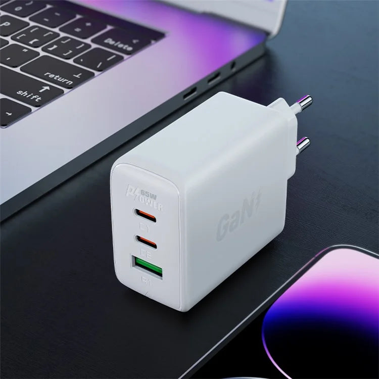ACEFAST A41 PD 65W GaN Wall Charger 2 Type-C + 1 USB-A Phone Charging Adapter, EU Plug