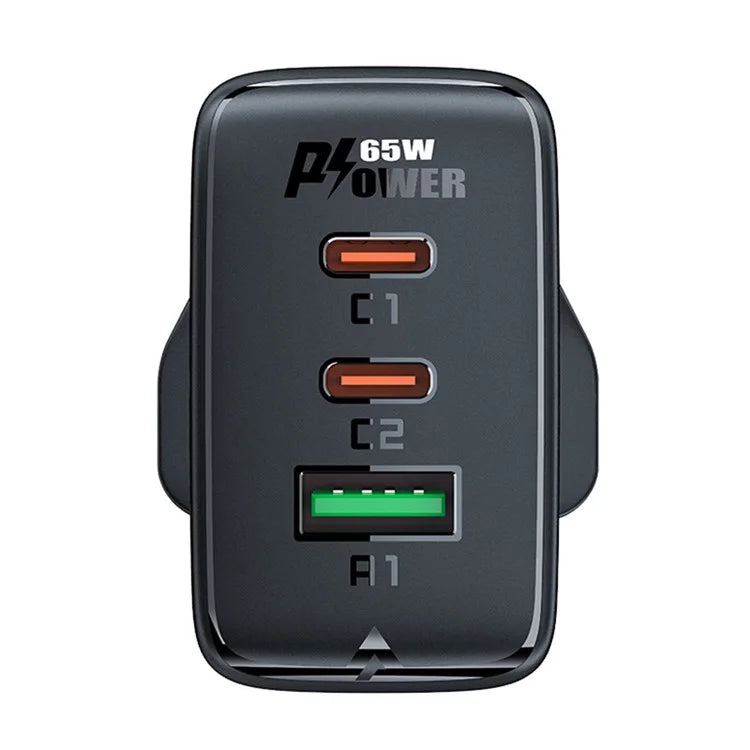 ACEFAST A44 PD 65W Wall Charger 2 Type-C + 1 USB-A GaN Phone Charging Adapter, UK Plug