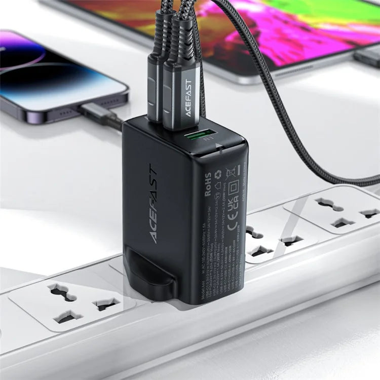 ACEFAST A44 PD 65W Wall Charger 2 Type-C + 1 USB-A GaN Phone Charging Adapter, UK Plug