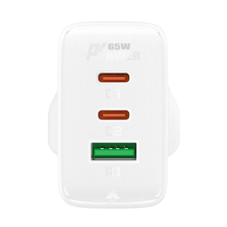 ACEFAST A44 PD 65W Wall Charger 2 Type-C + 1 USB-A GaN Phone Charging Adapter, UK Plug