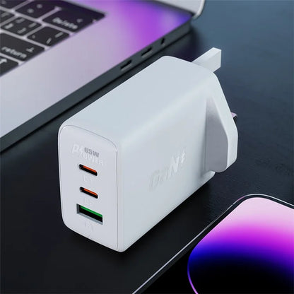 ACEFAST A44 PD 65W Wall Charger 2 Type-C + 1 USB-A GaN Phone Charging Adapter, UK Plug