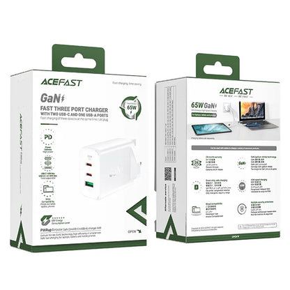 ACEFAST A44 PD 65W Wall Charger 2 Type-C + 1 USB-A GaN Phone Charging Adapter, UK Plug
