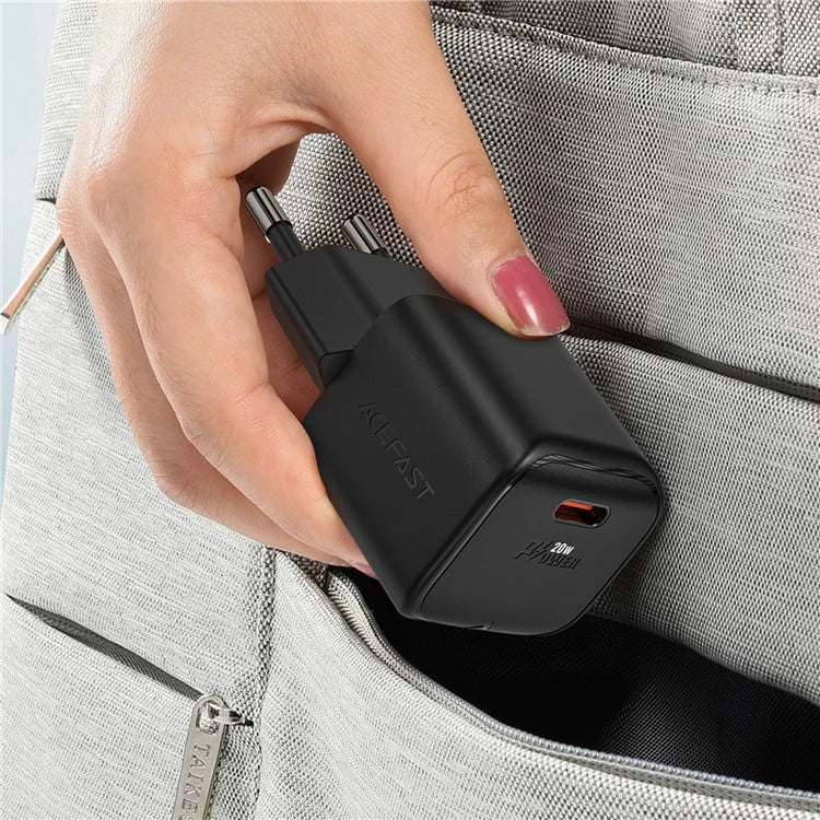 ACEFAST A73 Mini PD 20W GaN Charger Type-C Port Phone Fast Charging Adapter, EU Plug