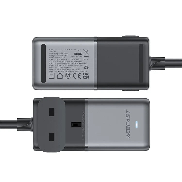 ACEFAST Z3 GaN Tech PD 75W 2 USB + 3 Type-C Ports Wall Charger Power Socket Charging Dock Station (UK Plug)