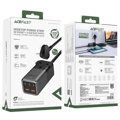 ACEFAST Z3 GaN Tech PD 75W 2 USB + 3 Type-C Ports Wall Charger Power Socket Charging Dock Station (UK Plug)