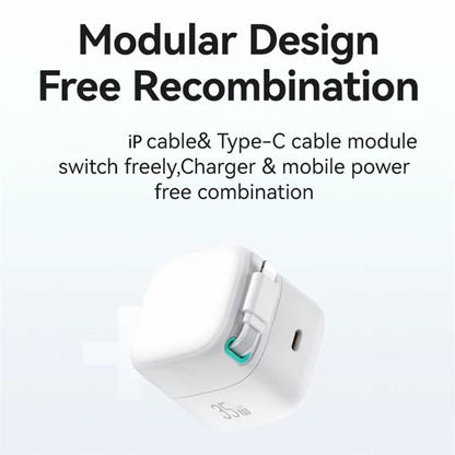 USAMS US-CC209 PD 35W GaN Wall Charger Dual USB-C Fast Charger with iP Magnetic Retractable Cable Module