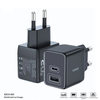 XUNDD XDCH-065 20W Fast Charging Block Type-C+USB-A GaN Power Adapter