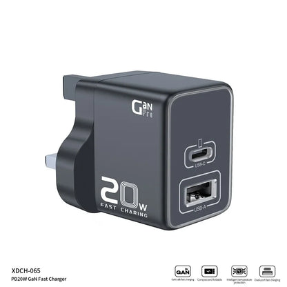 XUNDD XDCH-065 20W Fast Charging Block Type-C+USB-A GaN Power Adapter