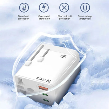 TGVIS Universal Series PD 65W Global Charger GaN Wall Charger Adapter
