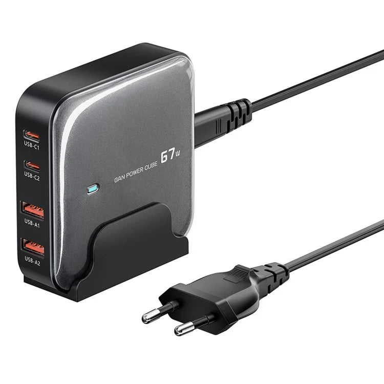 TOOCKI 2 Type-C + 2 USB-A PD 67W Fast Charging Adapter GaN Desktop Charger