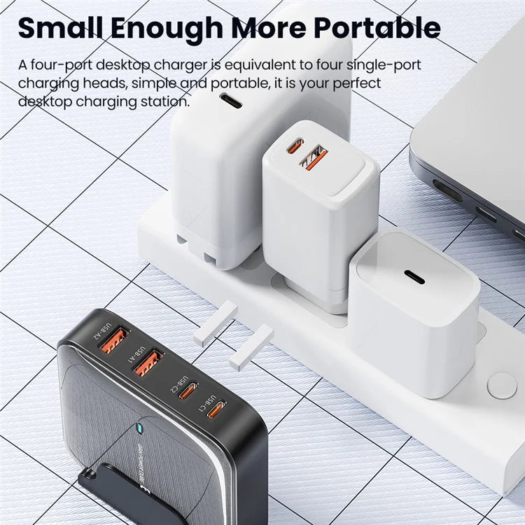 TOOCKI 2 Type-C + 2 USB-A PD 67W Fast Charging Adapter GaN Desktop Charger