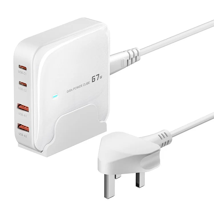 TOOCKI 2 Type-C + 2 USB-A PD 67W Fast Charging Adapter GaN Desktop Charger