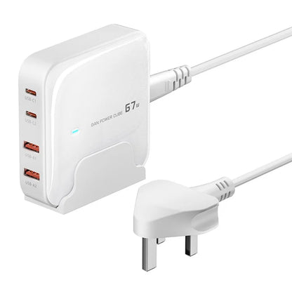 TOOCKI 2 Type-C + 2 USB-A PD 67W Fast Charging Adapter GaN Desktop Charger