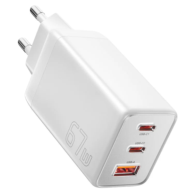 ESSAGER 67W High Power GaN Travel Adapter USB-A + 2 Type-C Portable Wall Charger