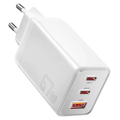 ESSAGER 67W High Power GaN Travel Adapter USB-A + 2 Type-C Portable Wall Charger