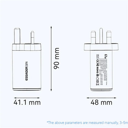ESSAGER 67W High Power GaN Travel Adapter USB-A + 2 Type-C Portable Wall Charger