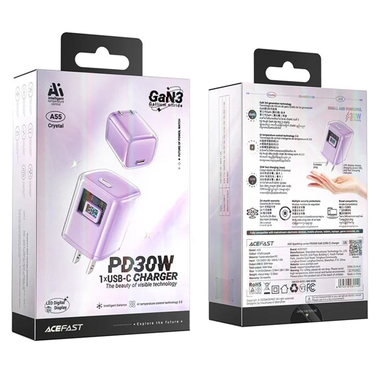 ACEFAST A55 GaN Power Adapter PD 30W USB-C Wall Charger Block