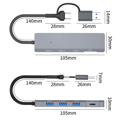 ADS-309D Type-C+USB Expansion Hub Adapter to 3xUSB 3.0+1xUSB-C 3.0 Data Port