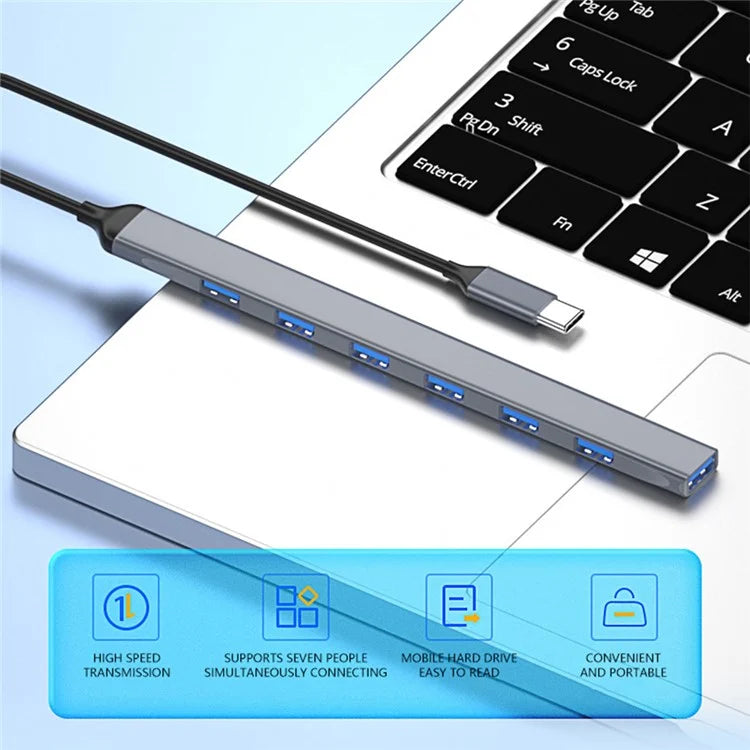 ADS-303C Type-C Docking Station USB 3.0 Splitter for Laptop / Tablet / PC 7-Port USB Hub