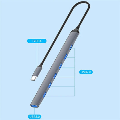 ADS-303C Type-C Docking Station USB 3.0 Splitter for Laptop / Tablet / PC 7-Port USB Hub