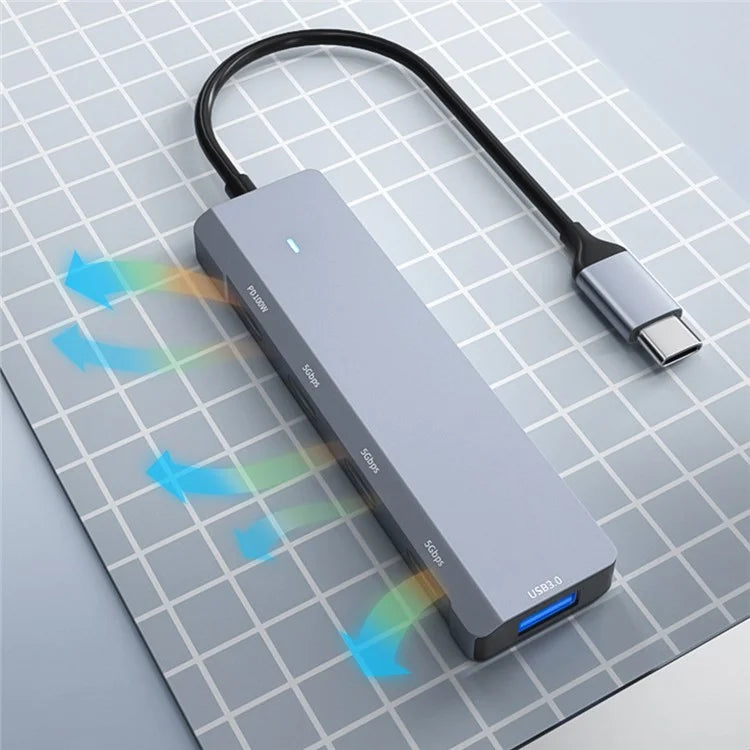 ADS-311C 5-Port Hub Type-C Hub Adapter Support PD 100W Fast Charging Converter