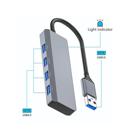 ADS-305A USB to 4 X USB3.0 Docking Station USB Hub Aluminum Alloy Adapter
