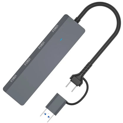 ADS-305D USB / Type-C to 4 USB3.0 Ports Docking Station USB Hub Aluminum Alloy Computer Laptop Adapter