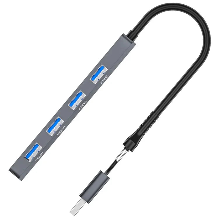 ADS-305D USB / Type-C to 4 USB3.0 Ports Docking Station USB Hub Aluminum Alloy Computer Laptop Adapter