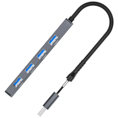 ADS-305D USB / Type-C to 4 USB3.0 Ports Docking Station USB Hub Aluminum Alloy Computer Laptop Adapter