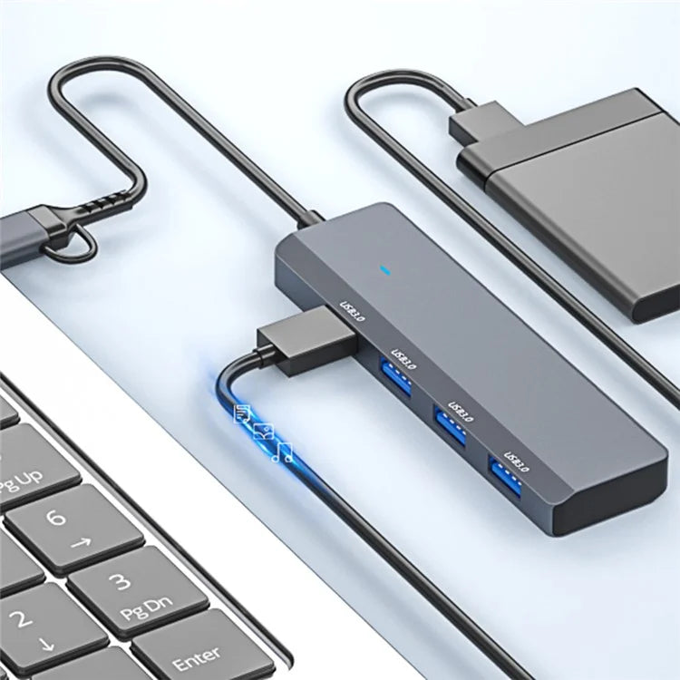 ADS-305D USB / Type-C to 4 USB3.0 Ports Docking Station USB Hub Aluminum Alloy Computer Laptop Adapter