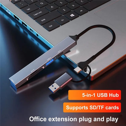 ADS-806D Type-C+USB to USB 3.0 Hub SD / TF Card Reader Multi-Function Docking Station
